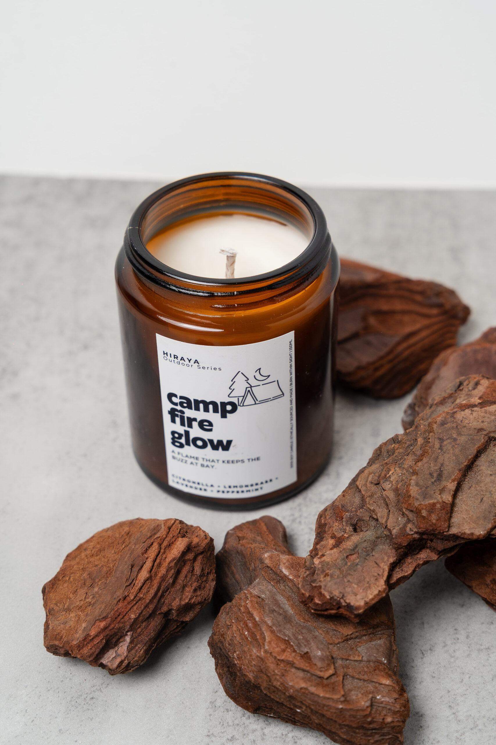 Top view of the Campfire Glow candle with smooth wax and centered wick.