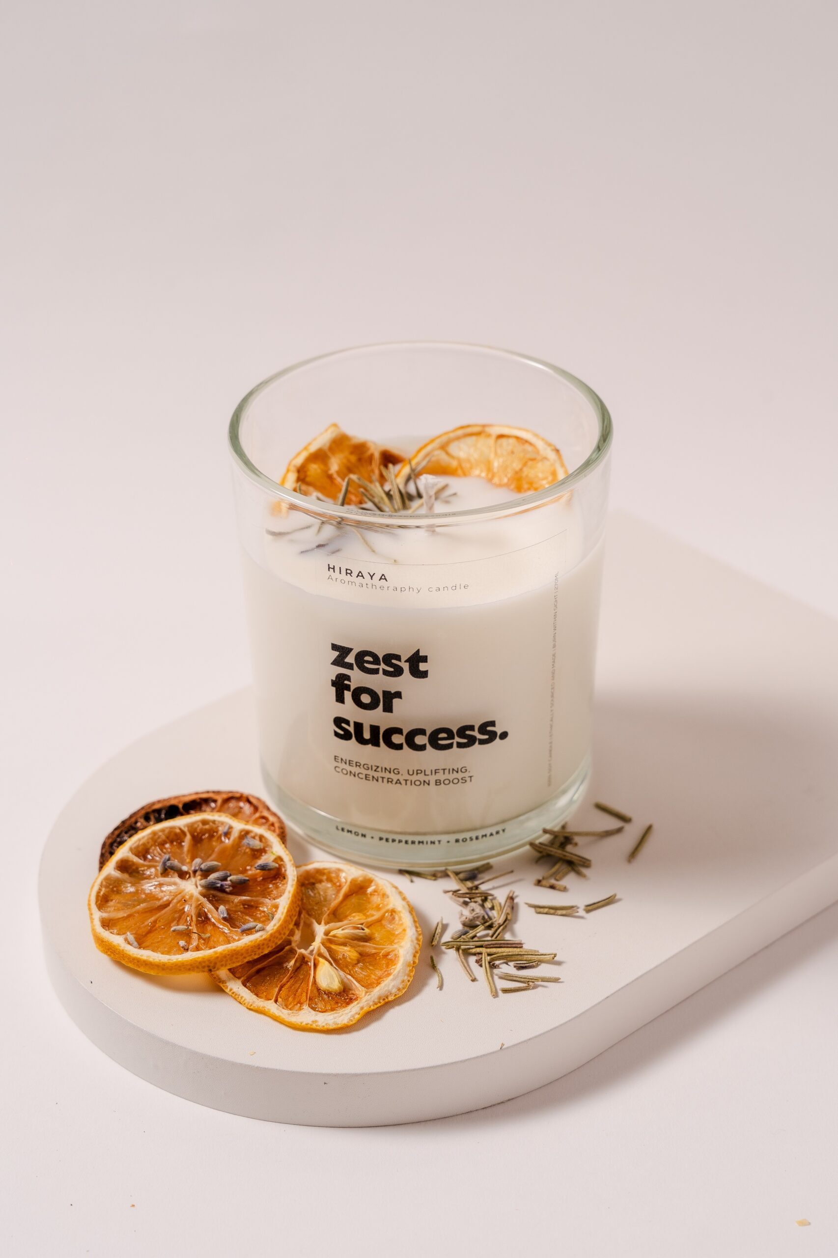 Energizing soy candle with lemon, peppermint, and rosemary blend in 300ml jar