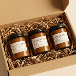 Amber Aroma Candle Trio Set
