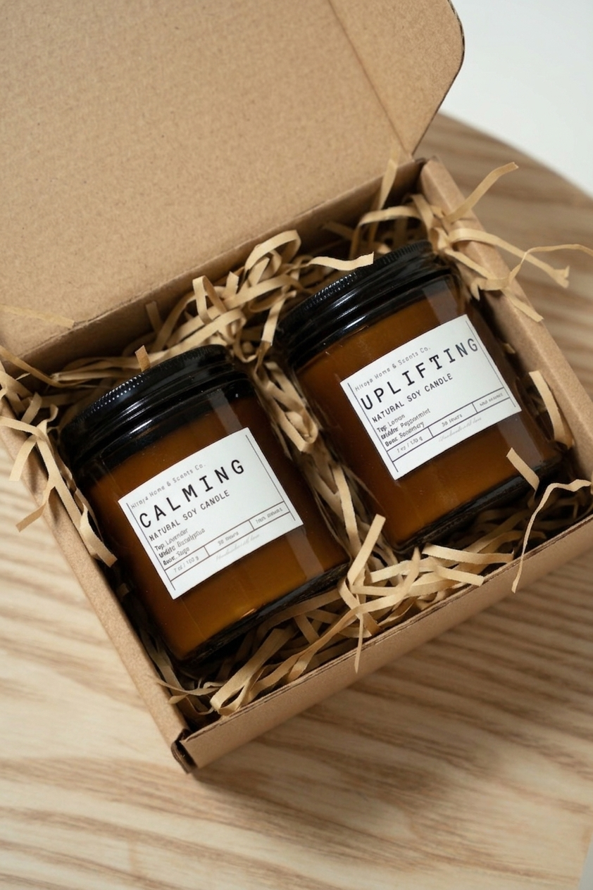 Calming and Uplifting Candle in Kraft box giftset