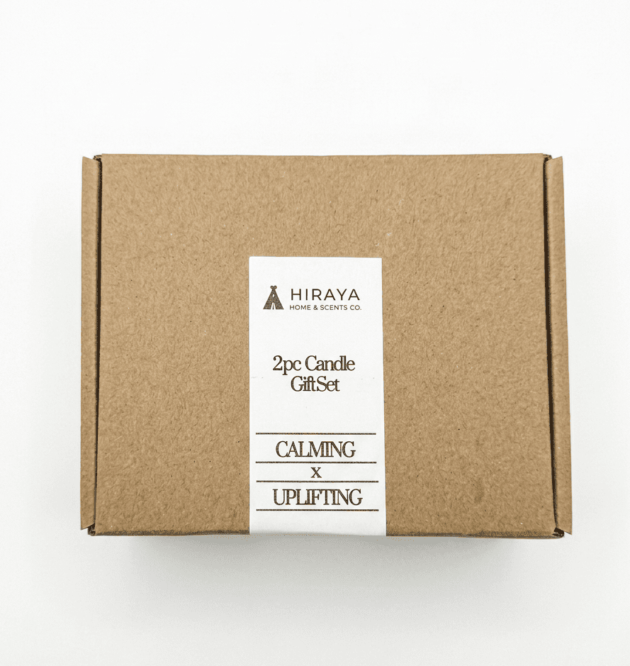 Calming And Uplifting flatlay giftset box