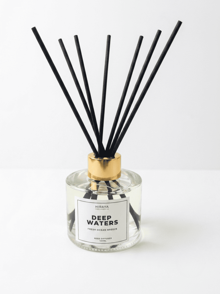 Deep waters reed diffuser in white background