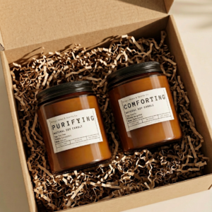 Purifying and Comfroting Aromatheraphy Candle set in Kraft Gift Box