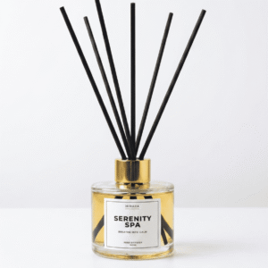 Serenity Spa reed diffuser in white background