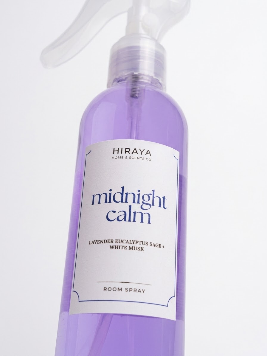 midnight calm room spray label