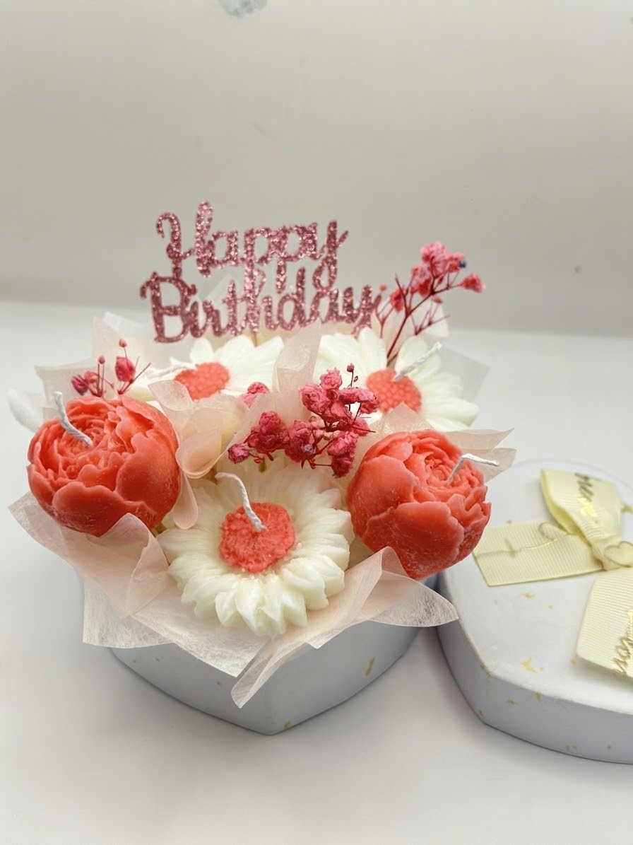 Medium Candle Bouquet pink color