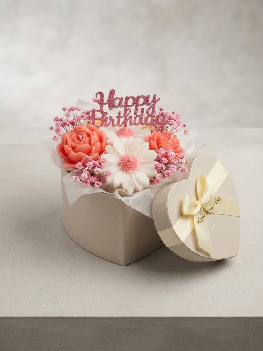 Medium Candle Bouquet pink color
