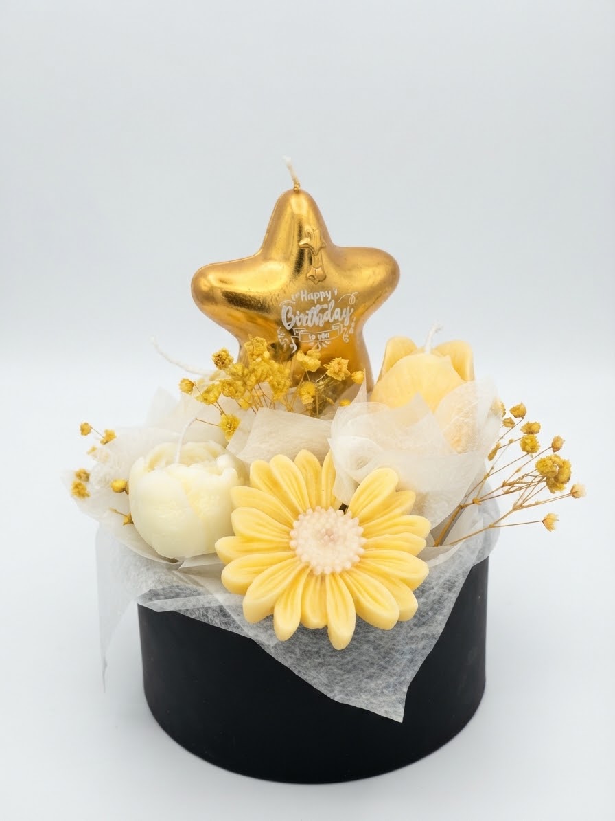 Medium Candle Bouquet yellow color