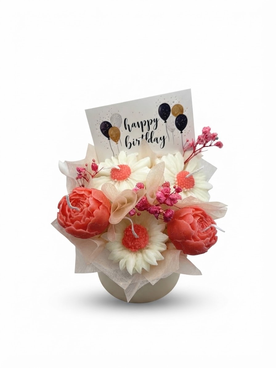 Medium Candle Bouquet pink color